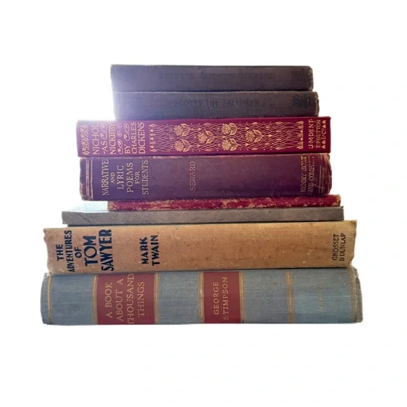 Antique and Vintage Literary Book Lot Library Staging Decor Distressed
